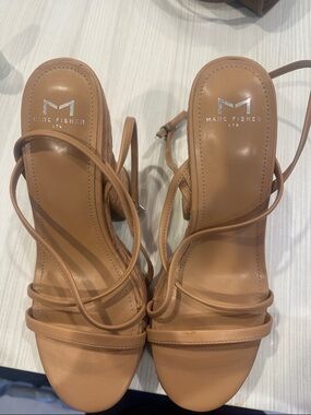 Marc Fisher Strappy Tan Leather Heels size 8 1/2